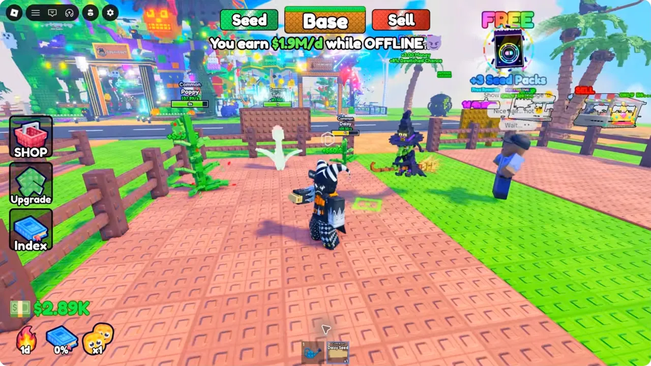 Grow a Plant gameplay by Superlex Plays: the fenced planting base